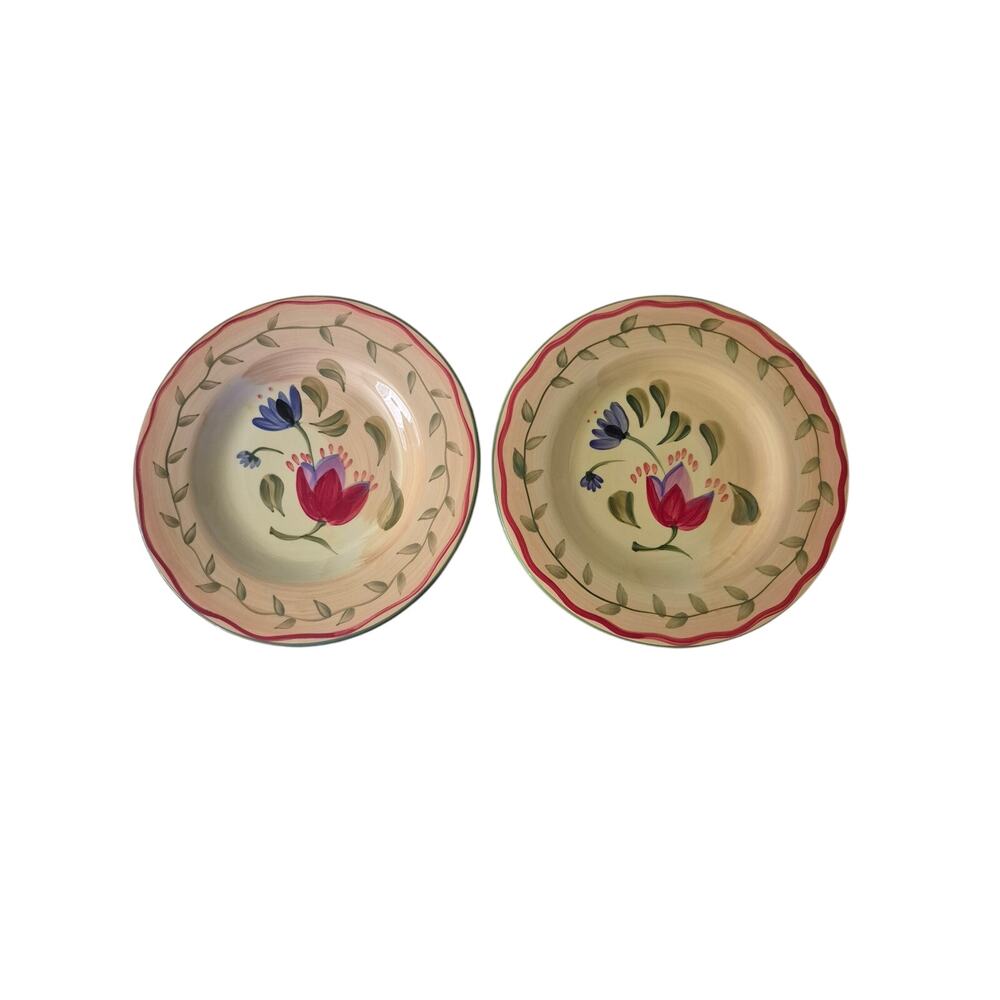 Pfaltzgraff Napoli‎ Hand Painted Salad Plates Decor Tulip Country Italy Set of 2